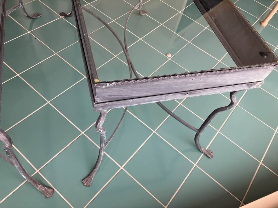 Pair Glass Top Metal Accent Tables - photo 3