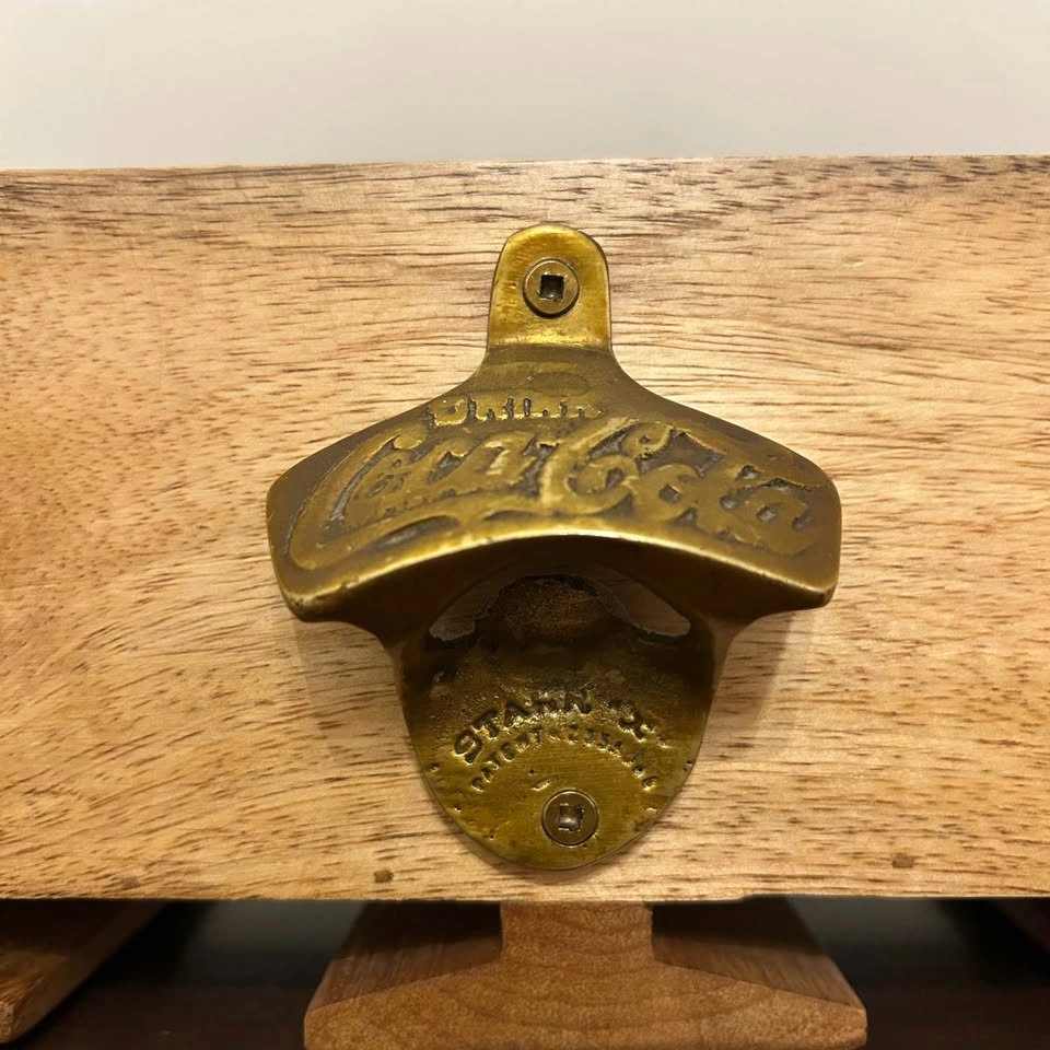 Rustic Wooden Wall-Mounted Bottle Opener with Coca-Cola Opener - photo 2