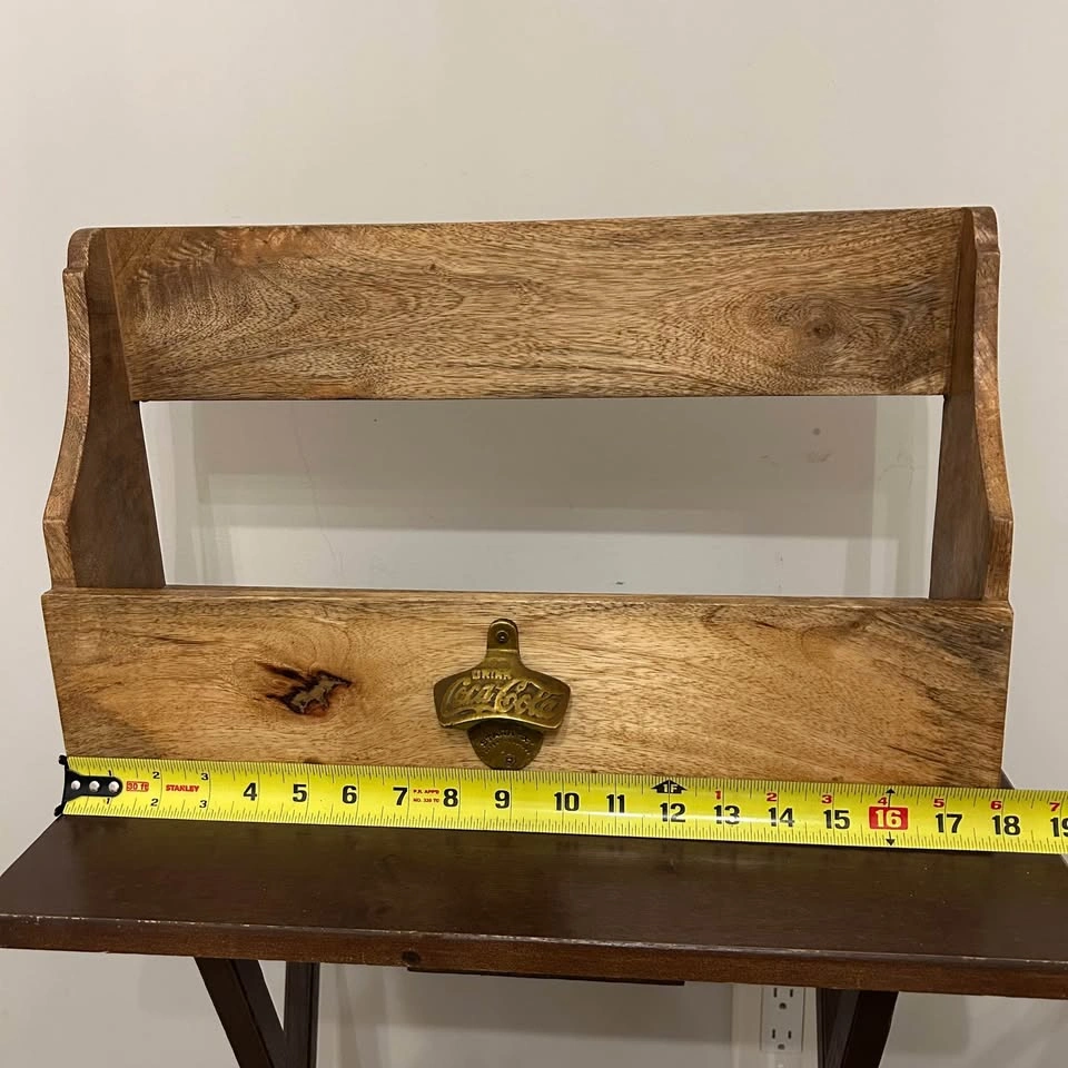 Rustic Wooden Wall-Mounted Bottle Opener with Coca-Cola Opener - photo 4