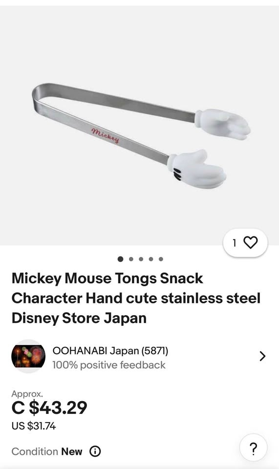 New Japan Disney Mickey Mouse Hands Snack Tongs 🏆 - photo 3
