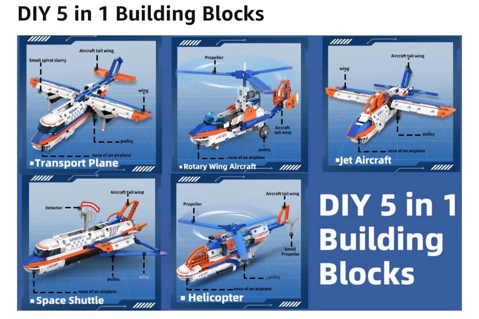 5 in 1 Airplane Building Block Set with APP & Remote Control - photo 2