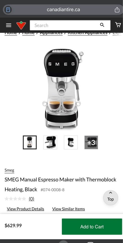 Smeg Espresso Machine Black - manual - with box (ECF02BLEU)