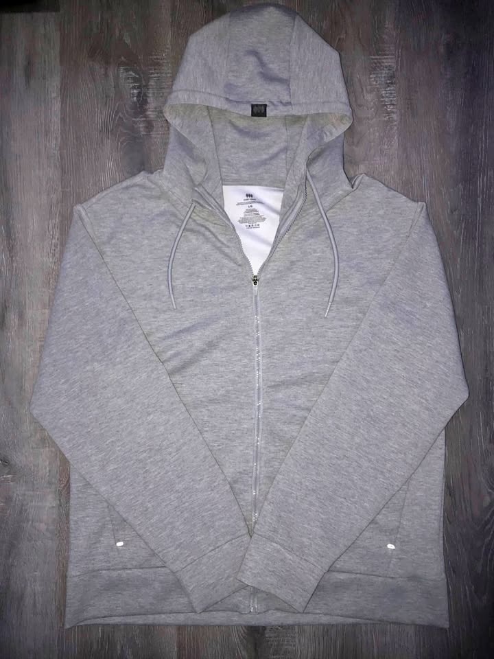 Grey Fleeced Zip Up Hoodie - Men's Large