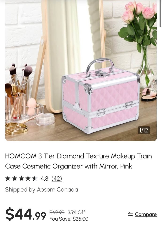 Brand New!! 3 Tier Diamond Texture Makeup Train Case - photo 2
