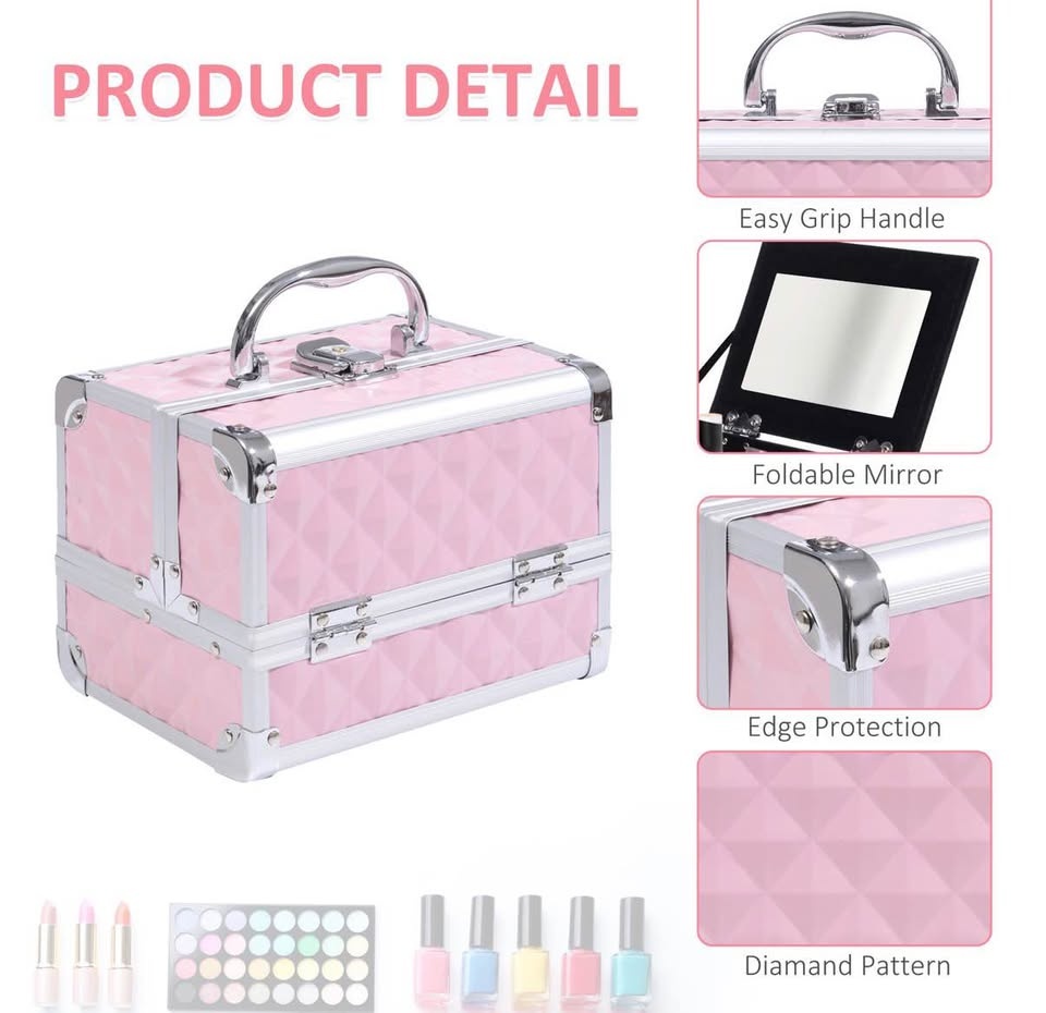 Brand New!! 3 Tier Diamond Texture Makeup Train Case - photo 3