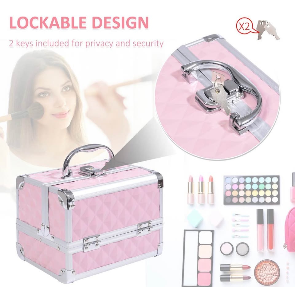 Brand New!! 3 Tier Diamond Texture Makeup Train Case - photo 4