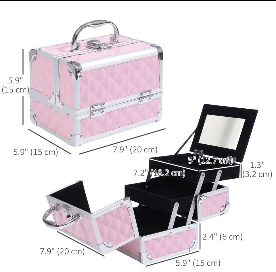 Brand New!! 3 Tier Diamond Texture Makeup Train Case - photo 5