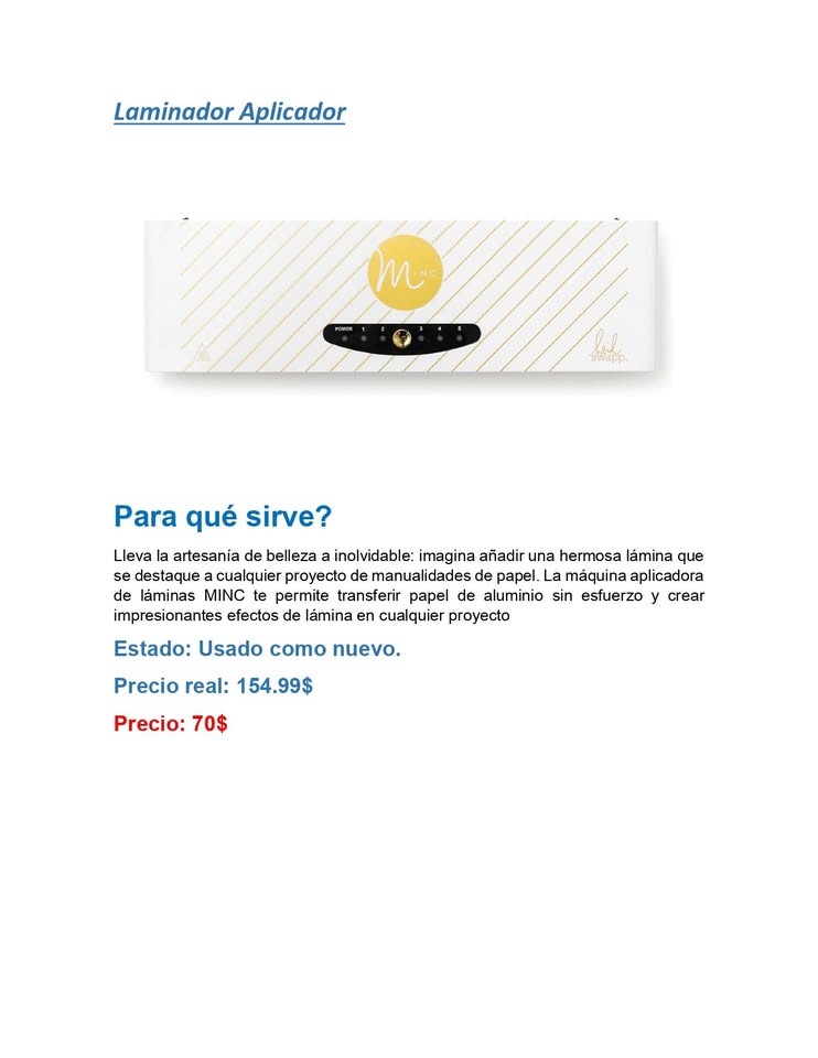 LAMINADORA O PLASTIFICADORA ARTE MANUALIDADES - photo 2