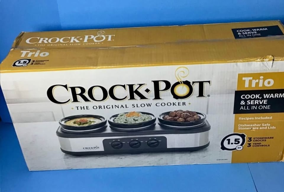 TRIO CROCK POT SLOW COOKER ( 3 in 1) STONEWARE CROCK TEMP CONTRO - photo 2