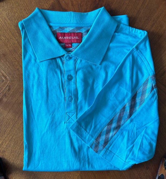 NEW Aureus Turquoise Vintage Golf Shirt, Men's XL