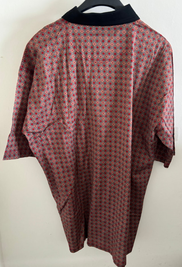 NEW Donald Jewell Maroon/Navy Print Vintage Golf Shirt, Men’s L - photo 2