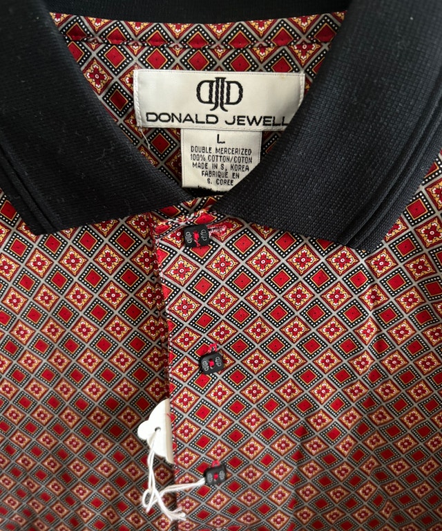 NEW Donald Jewell Maroon/Navy Print Vintage Golf Shirt, Men’s L - photo 4