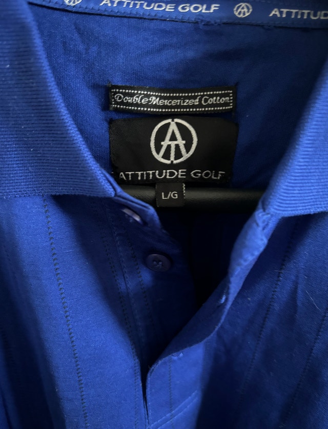 NEW Attitude Golf Dark Blue w Pinstripe Vintage Golf Shirt, Men’ - photo 4