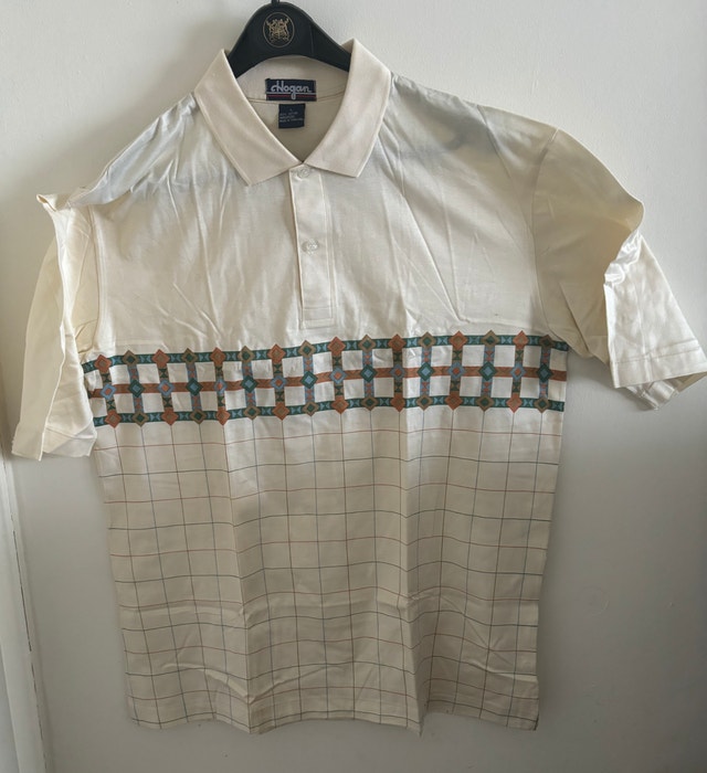 NEW Hogan Cream w Green, Brown Vintage Golf Shirt, Men's L - photo 2