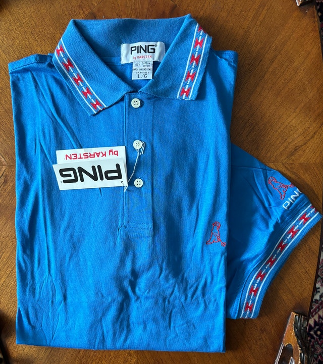 NEW Ping Blue and Red Vintage Golf Shirt, Men's L