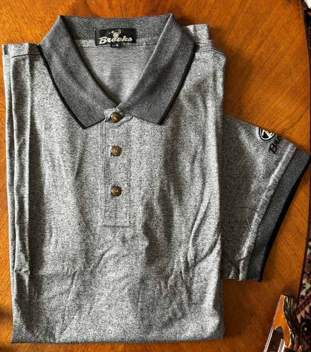 NEW Brooks ProShop Grey Vintage Golf Shirt, Men’s L