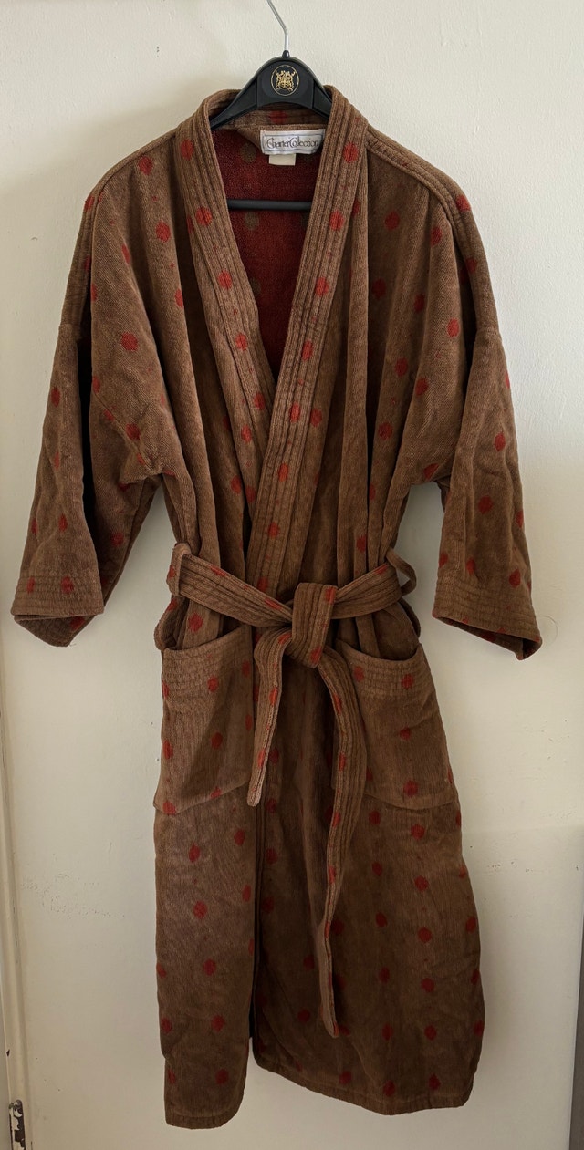 Vintage Charter Collection Cotton Bathrobe - Brown/Rust Polka Do - photo 2