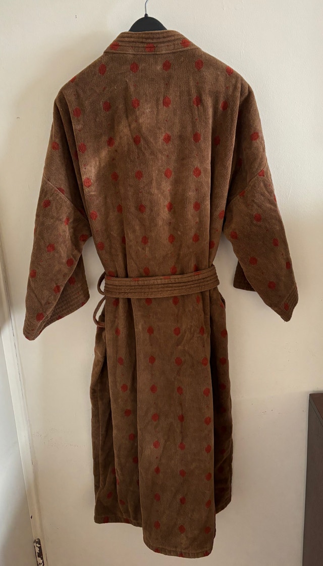 Vintage Charter Collection Cotton Bathrobe - Brown/Rust Polka Do - photo 3