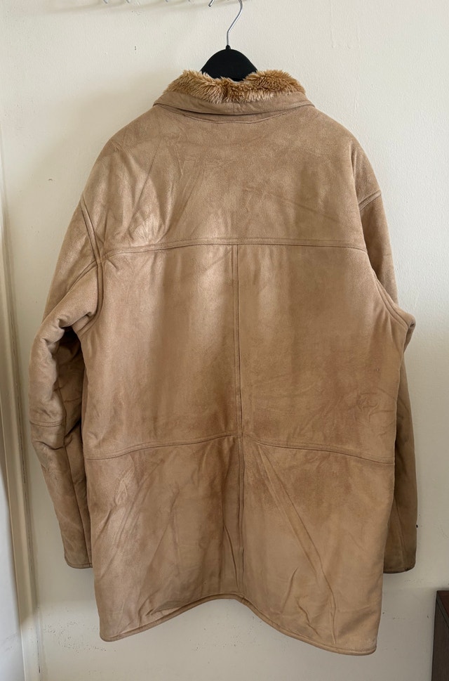 Men's Faux Suede Shearling Winter Coat - Large - photo 2