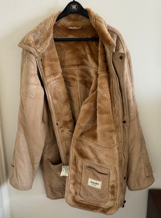 Men's Faux Suede Shearling Winter Coat - Large - photo 3