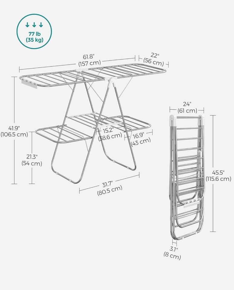SONGMICS 2-Level Foldable Clothes Drying Rack - photo 5