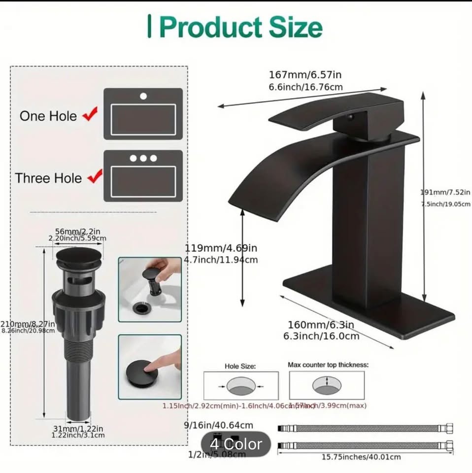 Single Handle Bathroom Faucet - Matte Black - photo 5