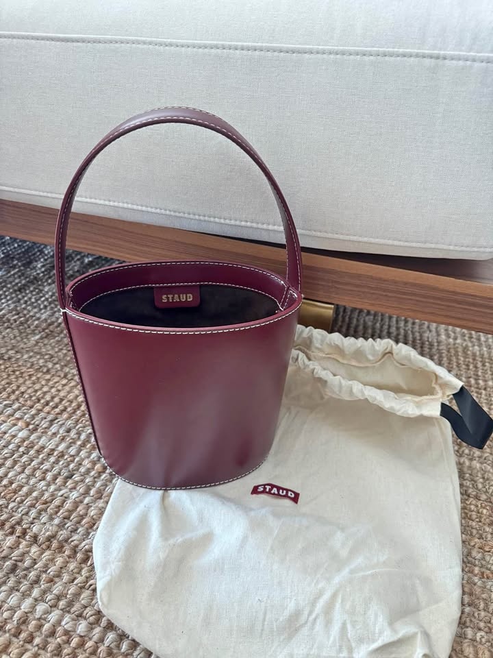 Staud Bisset Leather Bucket Bag