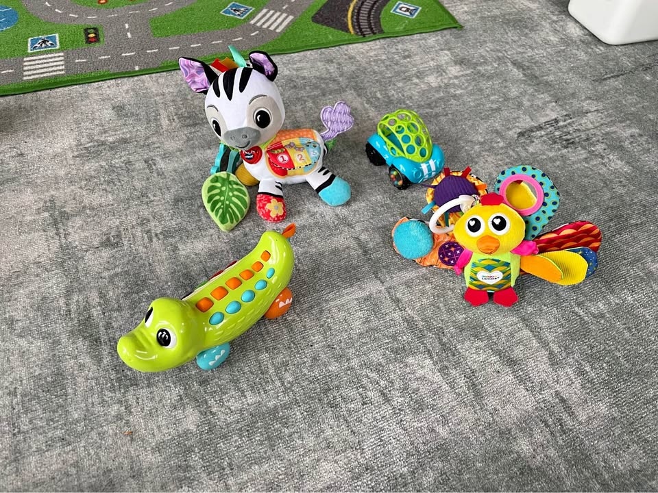 Vtech Zebra, Lamaze Peacock, Vtech Crocodile & Toy Car
