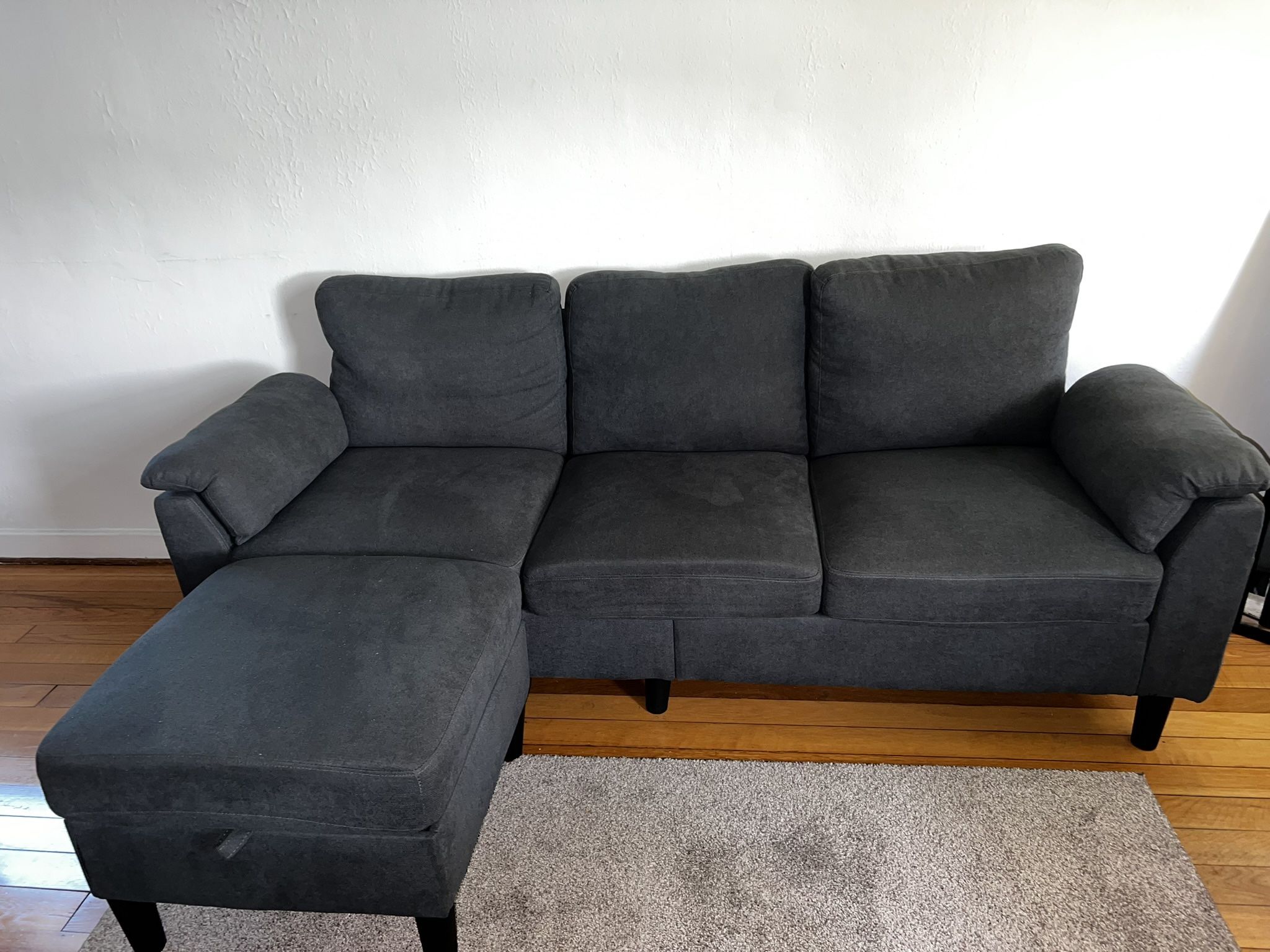 Gray L-Shaped Sectional Couch - photo 3