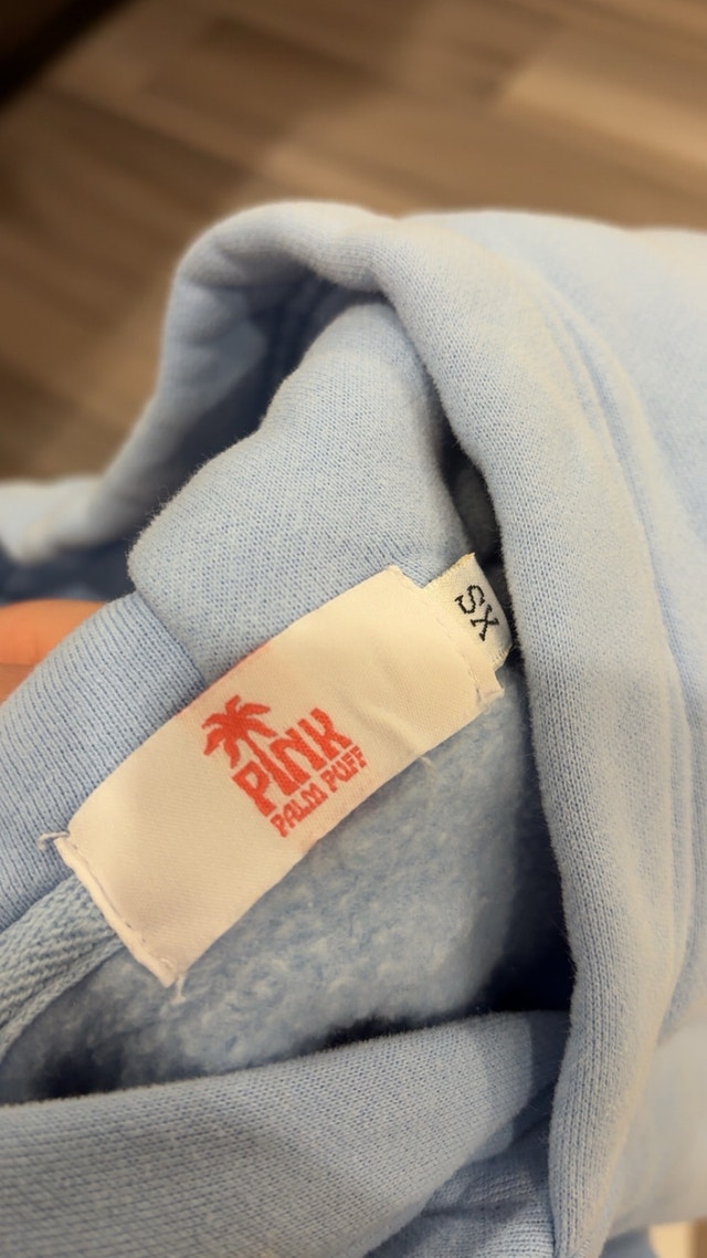 Pink Palm Puff "Everything Comes in Waves" Hoodie - Blue, XS - photo 5