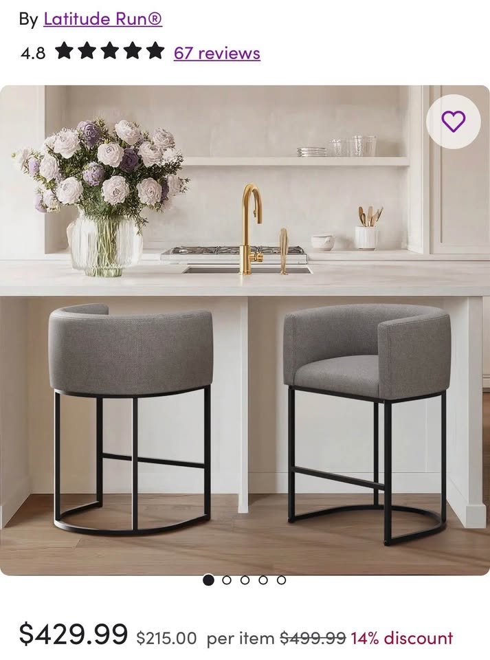 Set of 2 Barrel Counter Height Stools - Brand New - photo 2