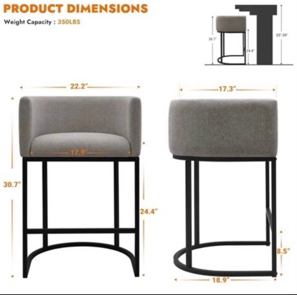 Set of 2 Barrel Counter Height Stools - Brand New - photo 3
