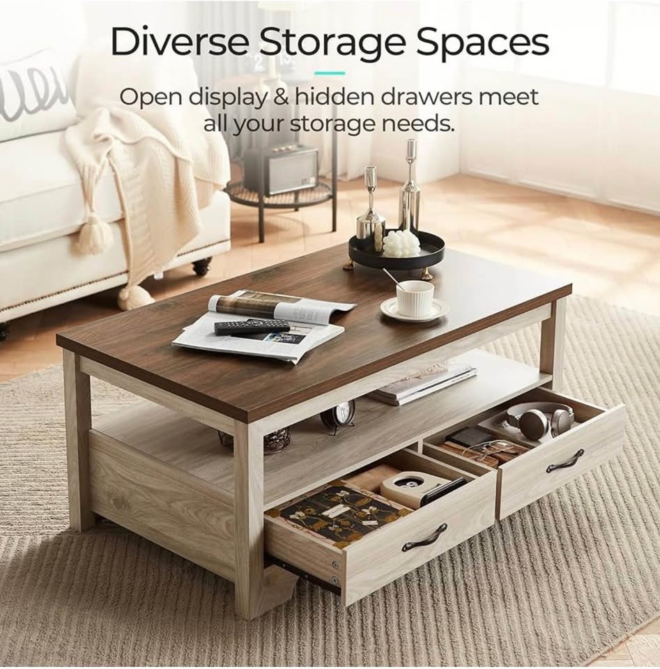 Modern Farmhouse Coffee Table with 2 Drawers - Brand New - photo 3