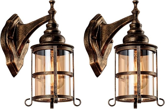 Glass Wall Sconce 2-Pack, Bronze Brushed