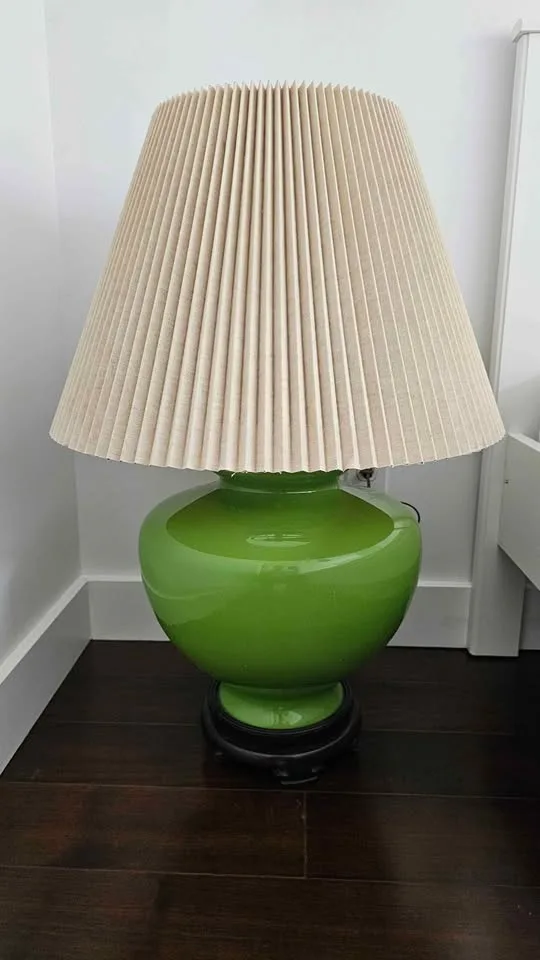 Antique Green Norman Perry Lamp with Brass Fittings image indicator(2)