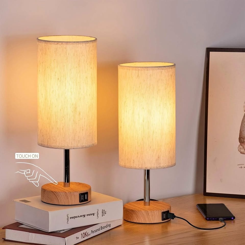 Bedside Lamps with USB Port (Set of 2)