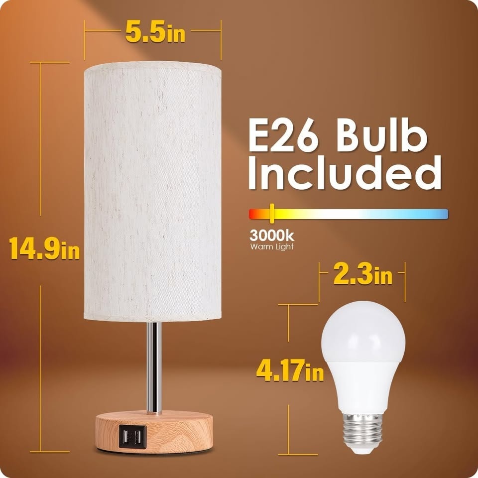 Bedside Lamps with USB Port (Set of 2) - photo 2