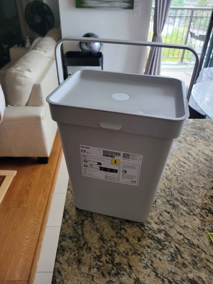 🏆IKEA HÅLLBAR Garbage Bin with lid, light gray, 10L - photo 3