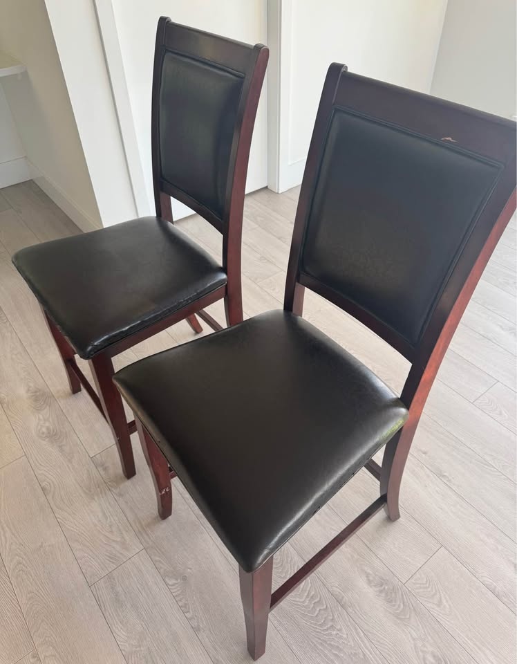 Set of 2 Wooden Bar Stools with Padded Seats - photo 2