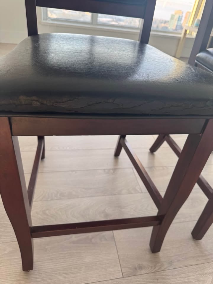 Set of 2 Wooden Bar Stools with Padded Seats - photo 5