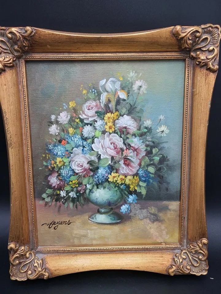 8x10 Original Bouquet Oil Painting Signed "Meyers" - photo 2