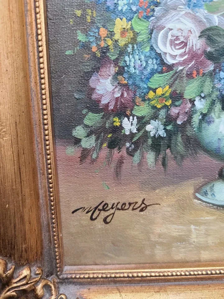 8x10 Original Bouquet Oil Painting Signed "Meyers" - photo 3