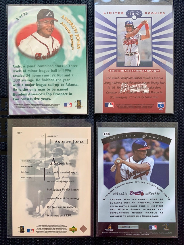 13 Andruw Jones Cards incl 3 Rookie Cards MLB - photo 2