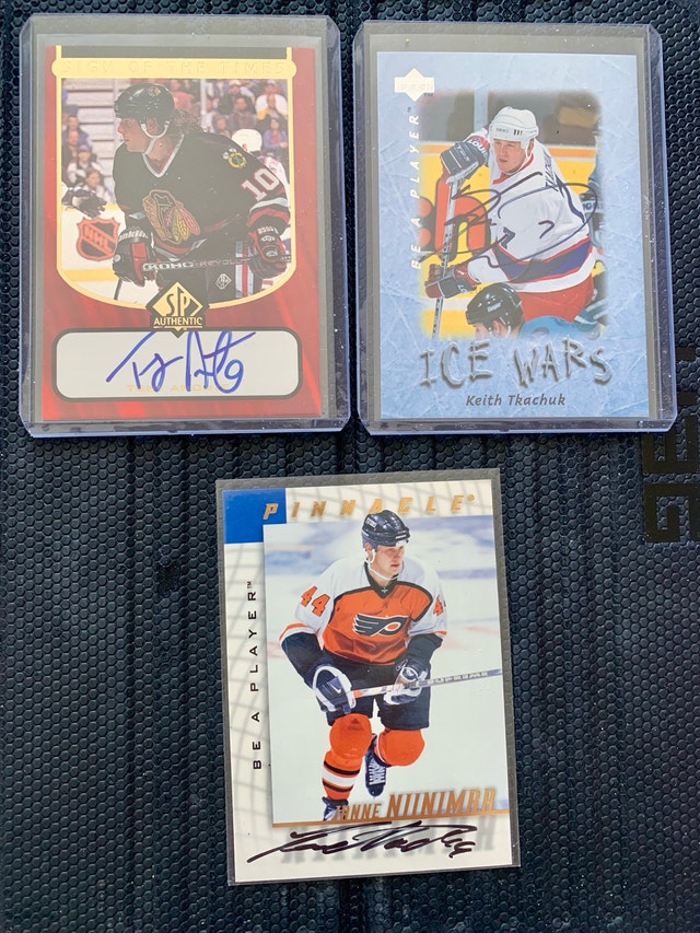 5 NHL Autographs - Amonte, Tkachuk, Niinimaa, Defoe, Windchester
