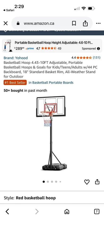New Portable Basketball Hoop (4.43-10ft Adjustable)