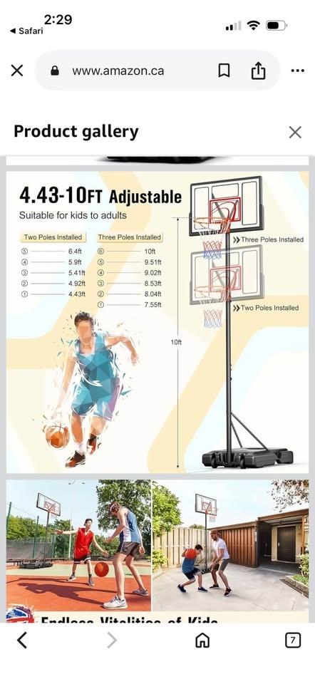 New Portable Basketball Hoop (4.43-10ft Adjustable) - photo 3