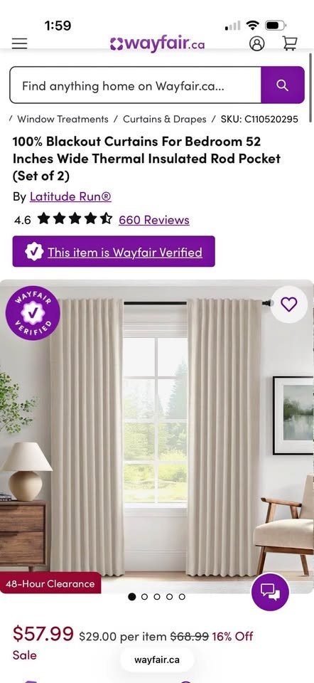 New Blackout Curtains (Pack of 2) - Multiple Sizes/Colors