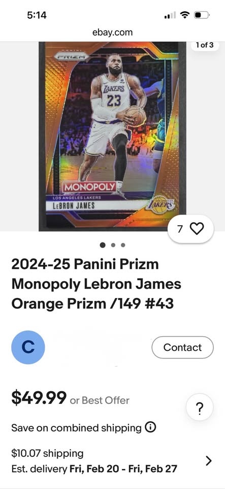 2023-24 Panini Prizm Monopoly LeBron James Lakers - photo 3