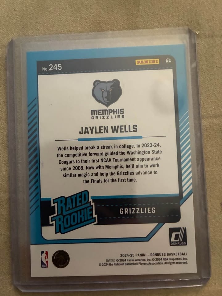 2024-25 Panini Donruss Jaylen Wells Rated Rookie Card - photo 2