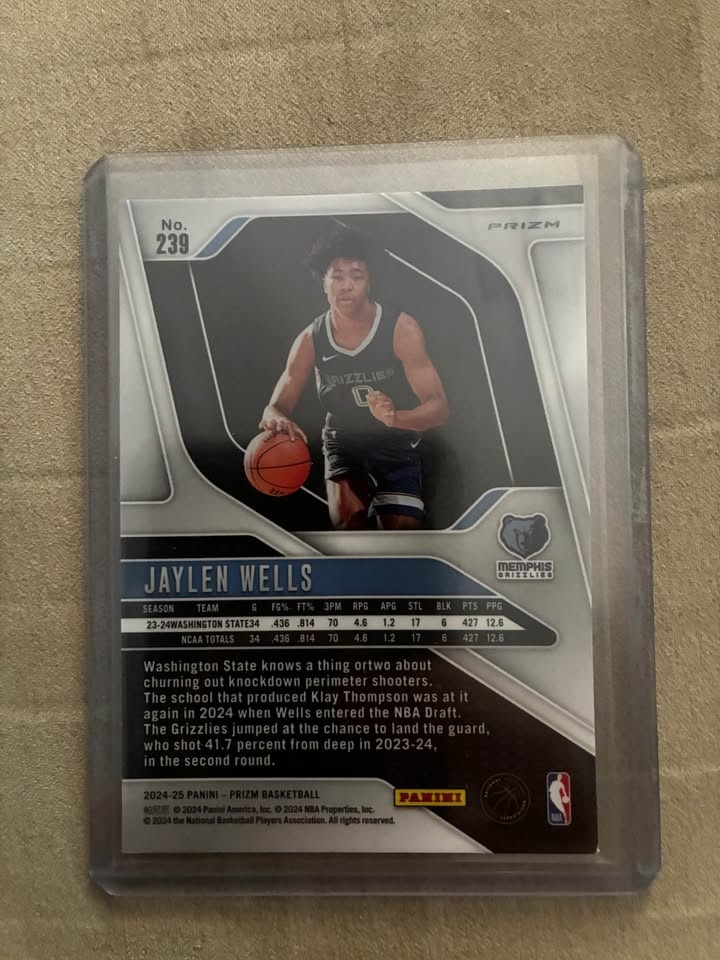 2024-25 Panini Prizm Jaylen Wells RC Hyper Rookie Card - photo 2